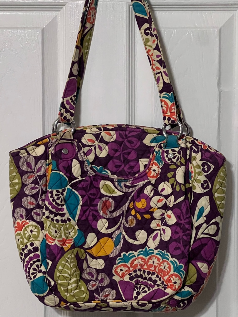 Vera Bradley Glenna Bag Plum Crazy Purple Retired Quilted Shoulder Tote